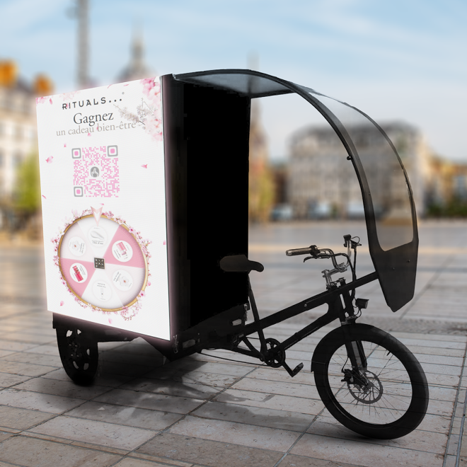 Triporteur écran opération marketing Rituels